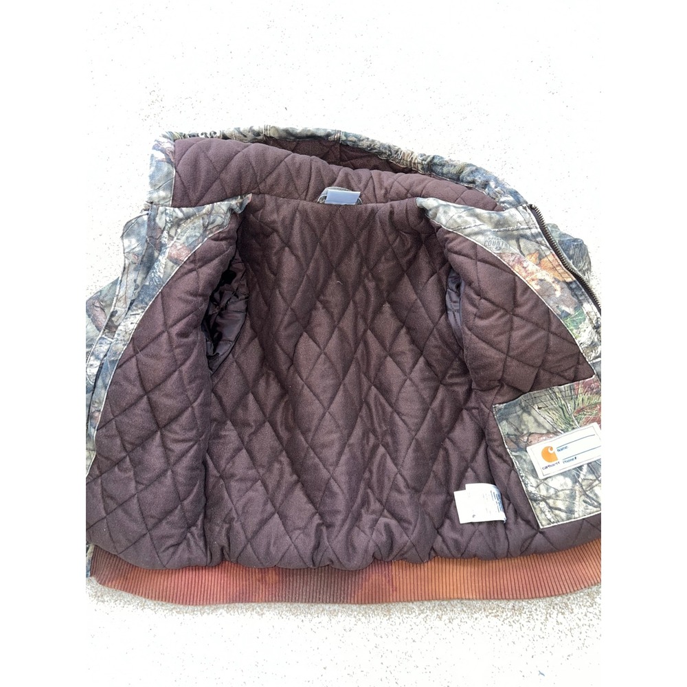 Carhartt Boys Mossy Oak Camo Hooded Duck Canvas Quilted Lined Jacket Size XS 6 - Picture 3 of 7